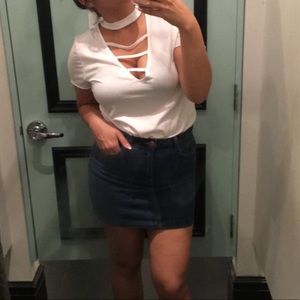 Dark Wash Blue Denim Skirt